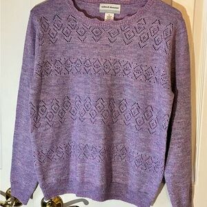 NWT Alfred Dunner Lilac Sparkle Pointelle Sweater